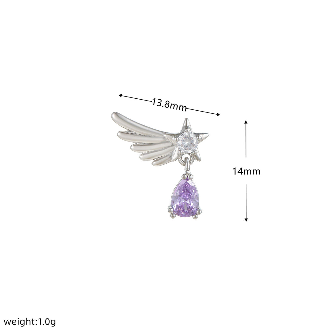 Olivenorma Heart Butterfly Cut Colored Zirconia Silver Earrings