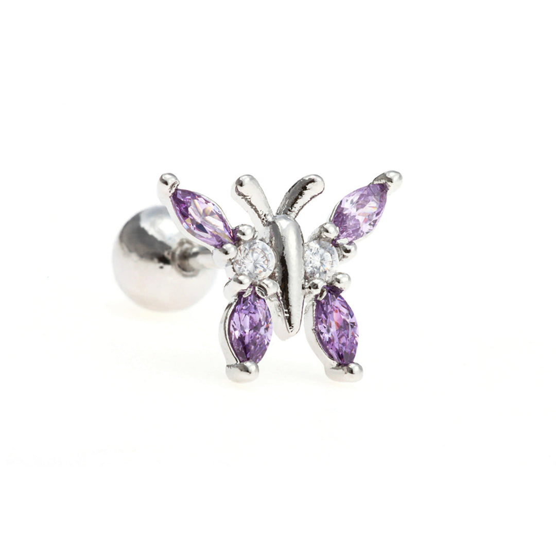 Olivenorma Heart Butterfly Cut Colored Zirconia Silver Earrings