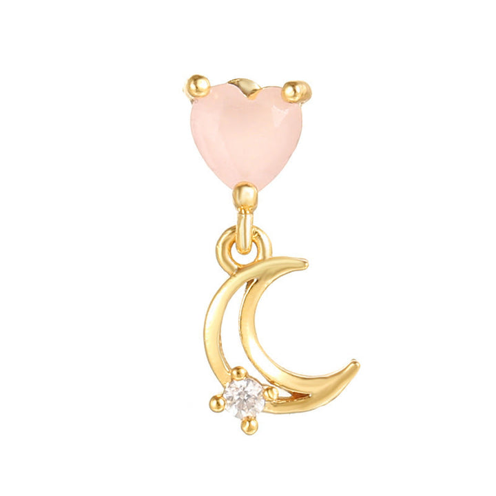 Olivenorma Lovely Heart Cut Pink Opal Zircon Earrings