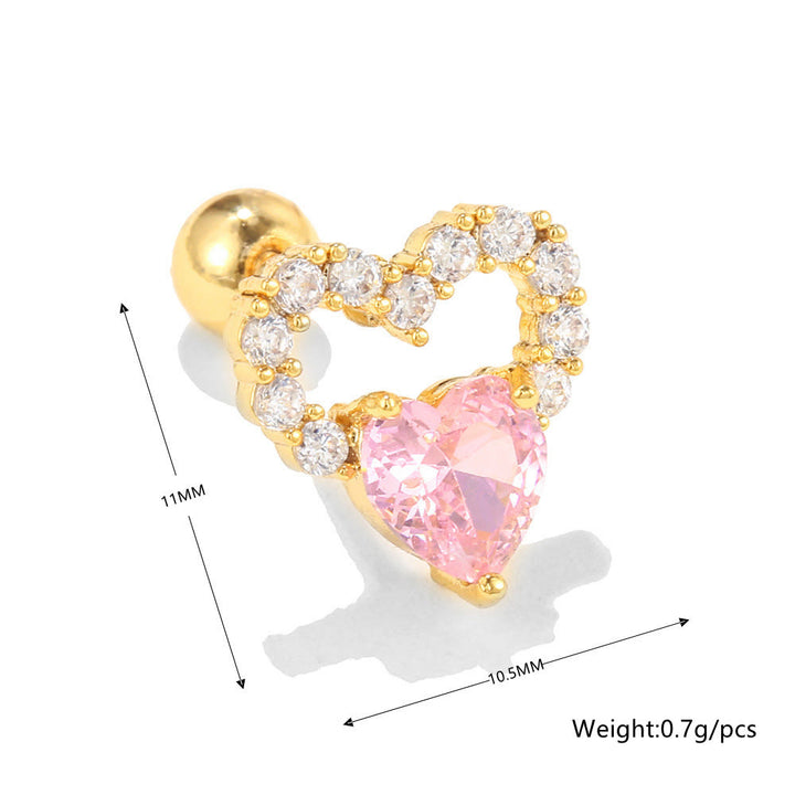 Olivenorma Lovely Heart Cut Pink Opal Zircon Earrings