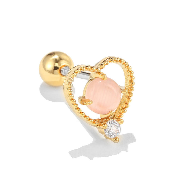 Olivenorma Lovely Heart Cut Pink Opal Zircon Earrings