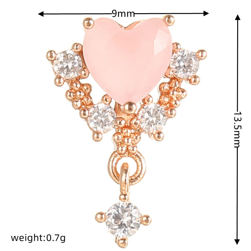 Olivenorma Lovely Heart Cut Pink Opal Zircon Earrings