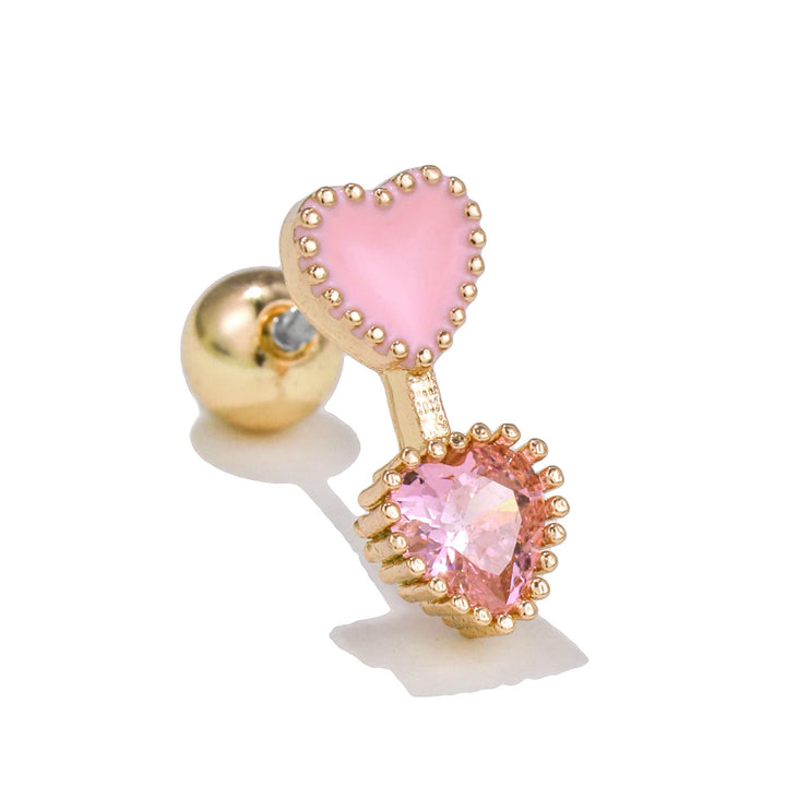 Olivenorma Lovely Heart Cut Pink Opal Zircon Earrings