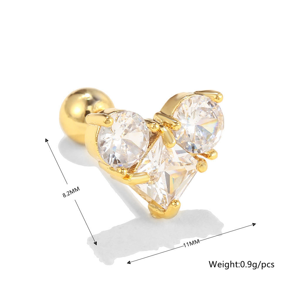 Olivenorma Lovely Heart Cut Pink Opal Zircon Earrings