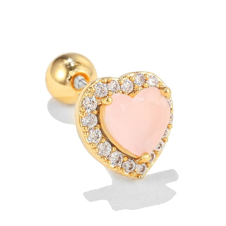 Olivenorma Lovely Heart Cut Pink Opal Zircon Earrings