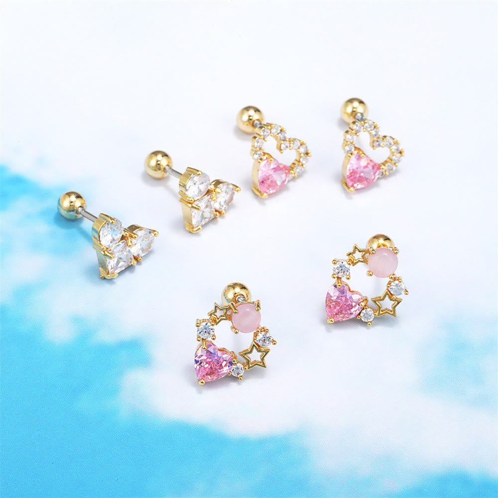 Olivenorma Lovely Heart Cut Pink Opal Zircon Earrings