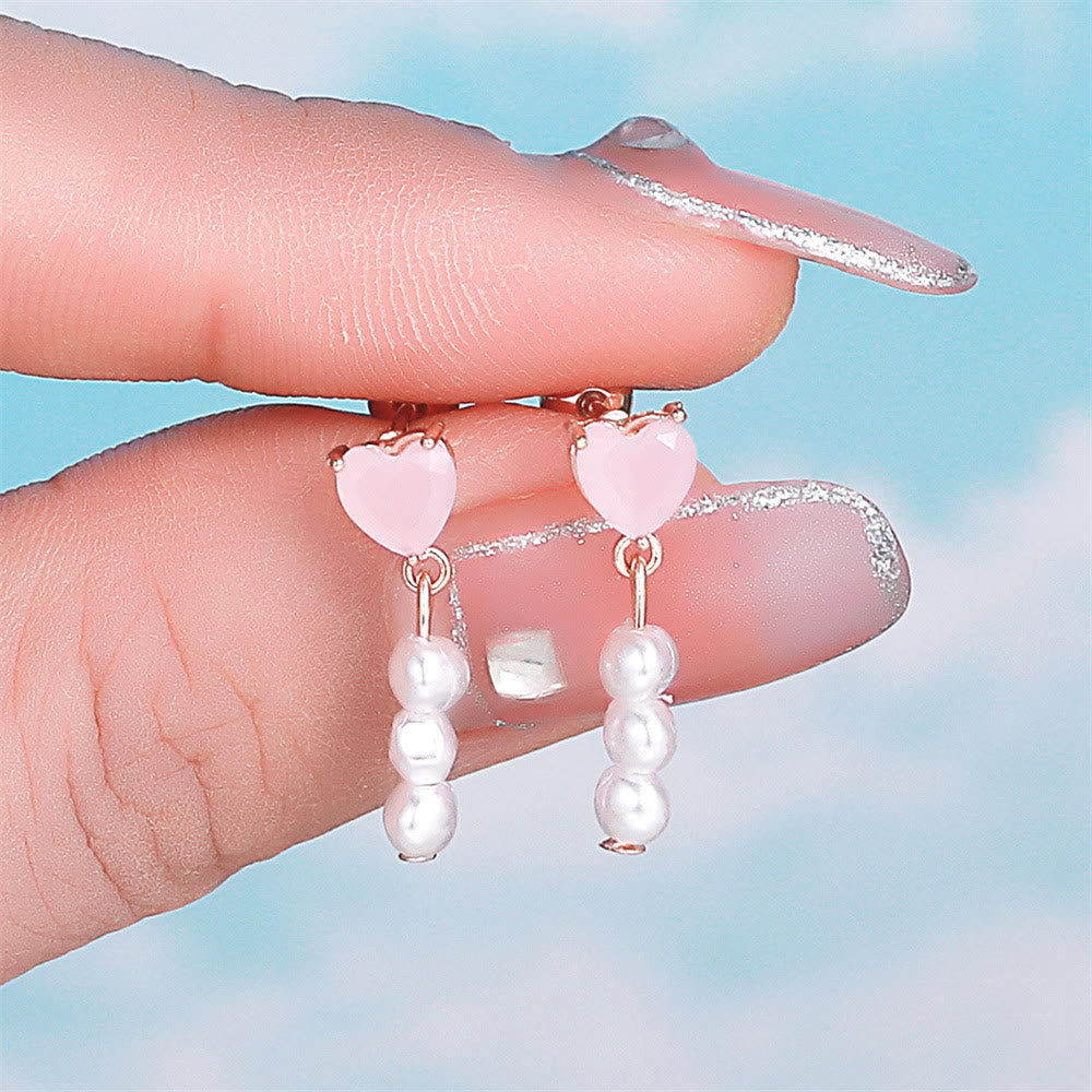 Olivenorma Lovely Heart Cut Pink Opal Zircon Earrings