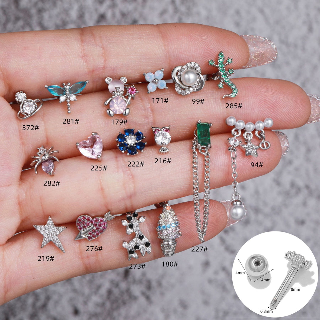 Olivenorma Cute Animals Colorful Zircon Silver Studs Earrings