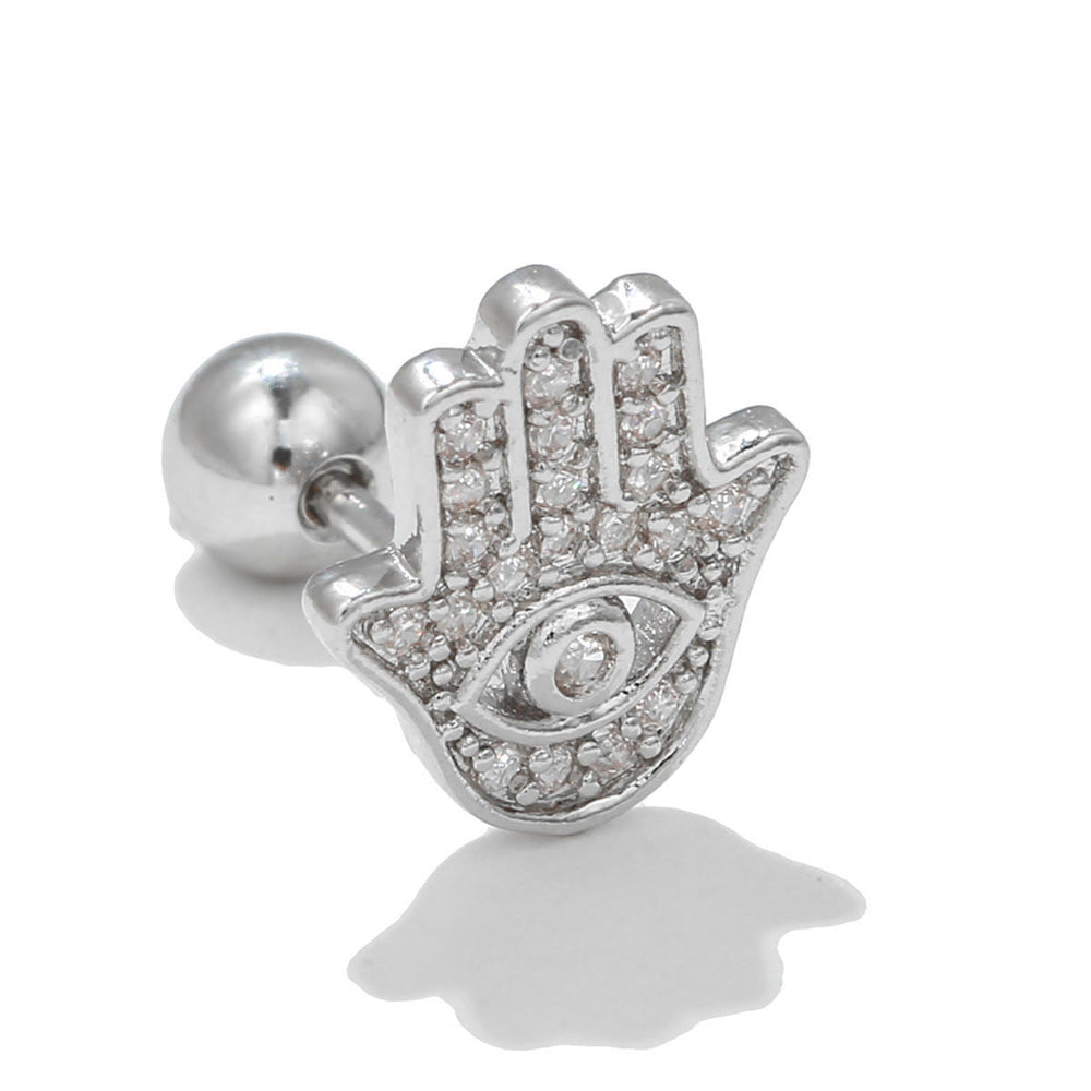 Olivenorma Exquisite White Zircon Studs Earrings - Hamsa - image 1