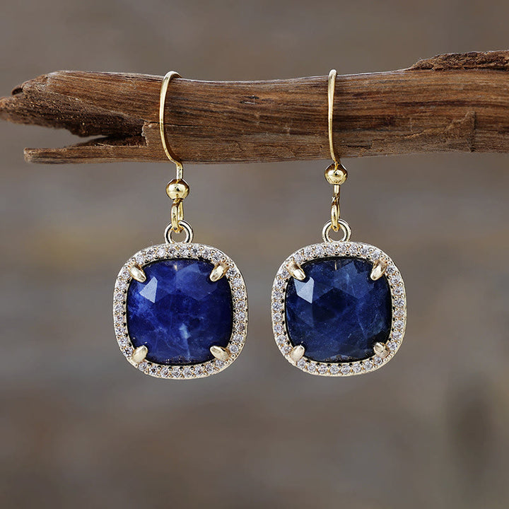 Olivenorma Square Cut Natural Crystal Earrings