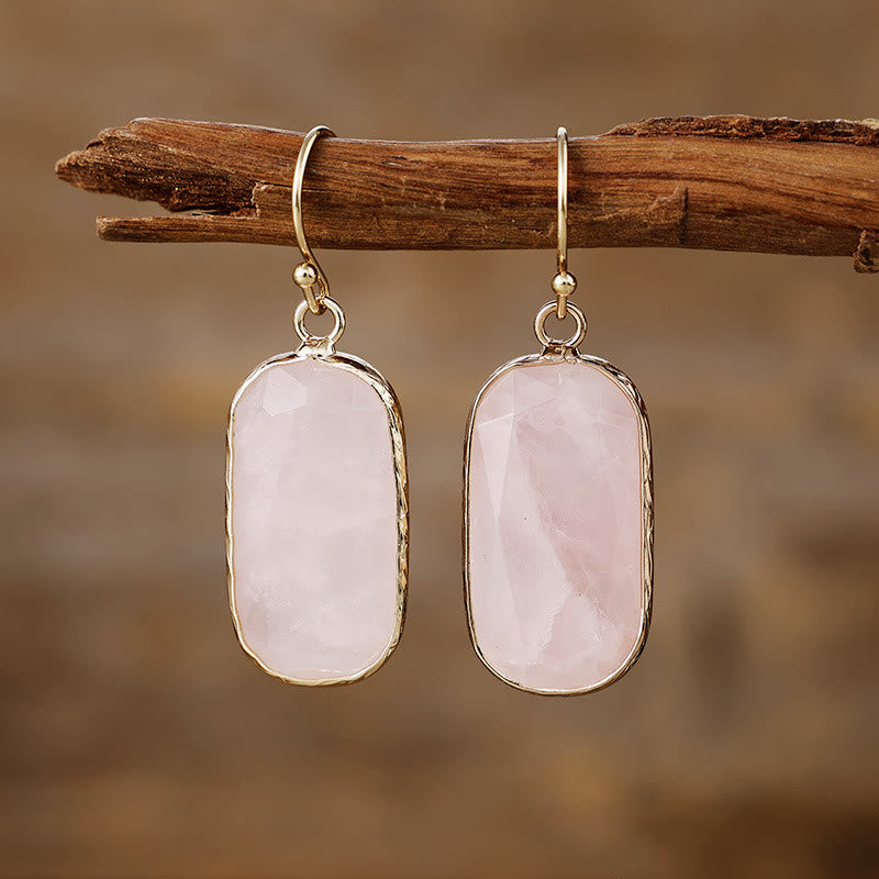 Olivenorma Baguette Oval Cut Natural Crystal Earrings