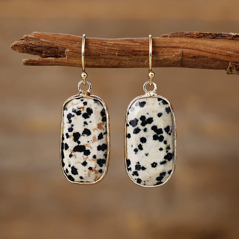 Olivenorma Baguette Oval Cut Natural Crystal Earrings