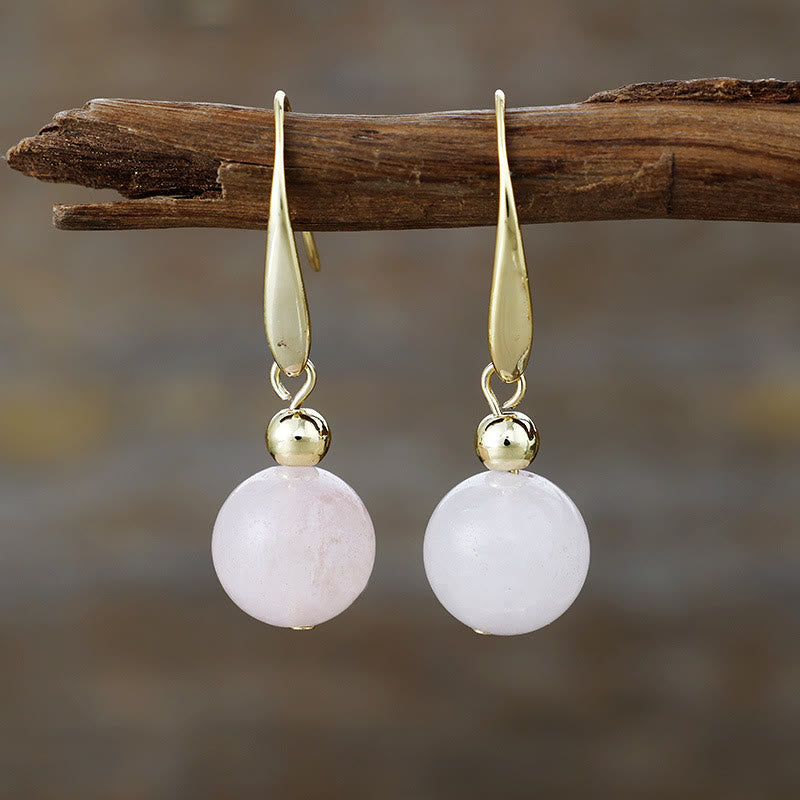 Olivenorma Natural Crystal Ball Pendant Earrings