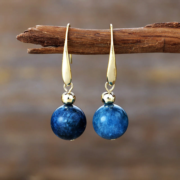 Olivenorma Natural Crystal Ball Pendant Earrings