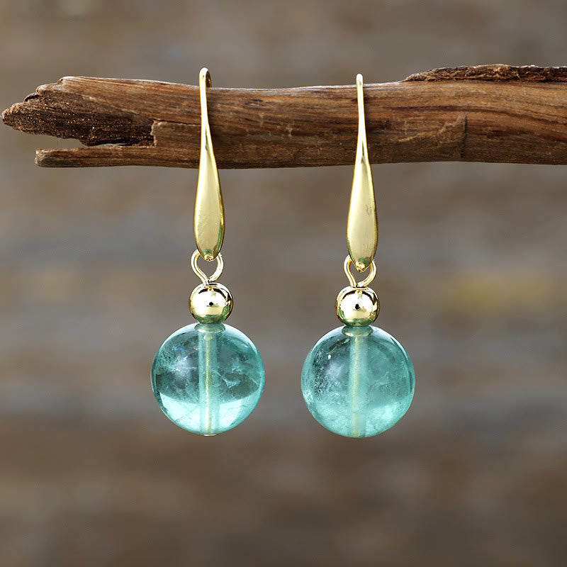 Olivenorma Natural Crystal Ball Pendant Earrings