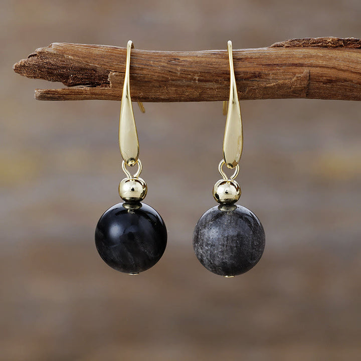 Olivenorma Natural Crystal Ball Pendant Earrings