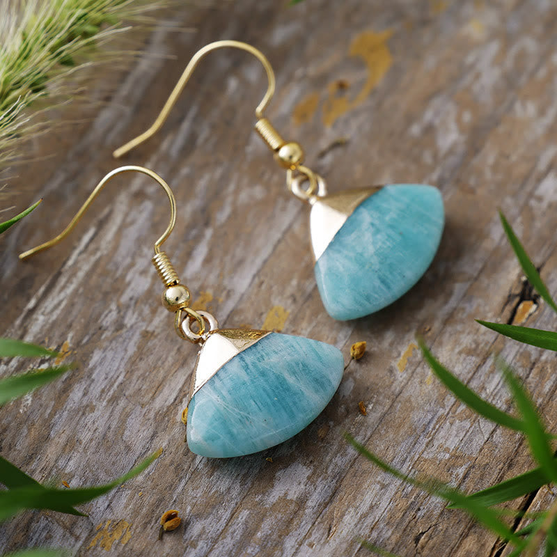 Olivenorma Scalloped Amazonite Lepidolite Pendant Earrings