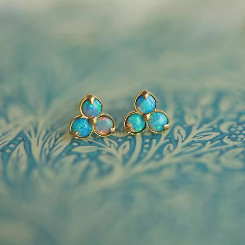 Olivenorma Natural Opal Triple Annulus Earrings