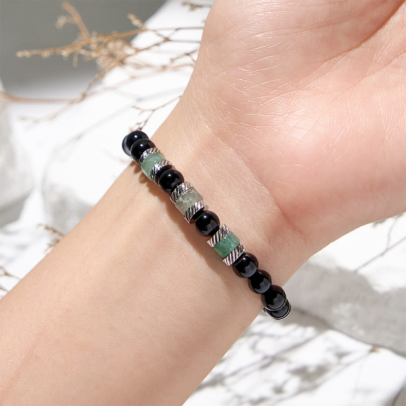 Olivenorma 6mm Green Aventurine Obsidian Beaded Bracelet