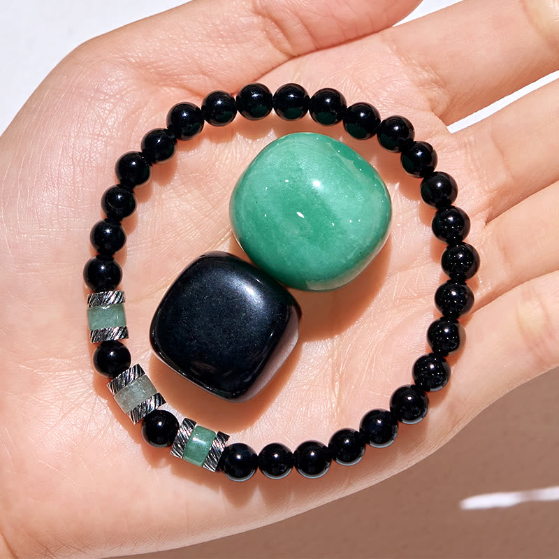 Olivenorma 6mm Green Aventurine Obsidian Beaded Bracelet