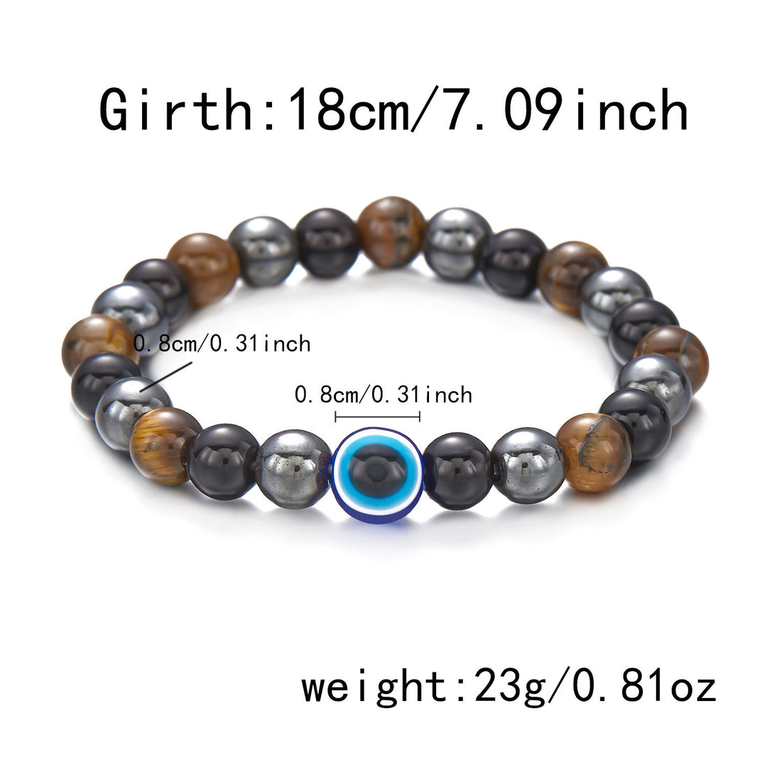 Olivenorma Hematite Obsidian Tiger Eye Evil Eye Beads Bracelet