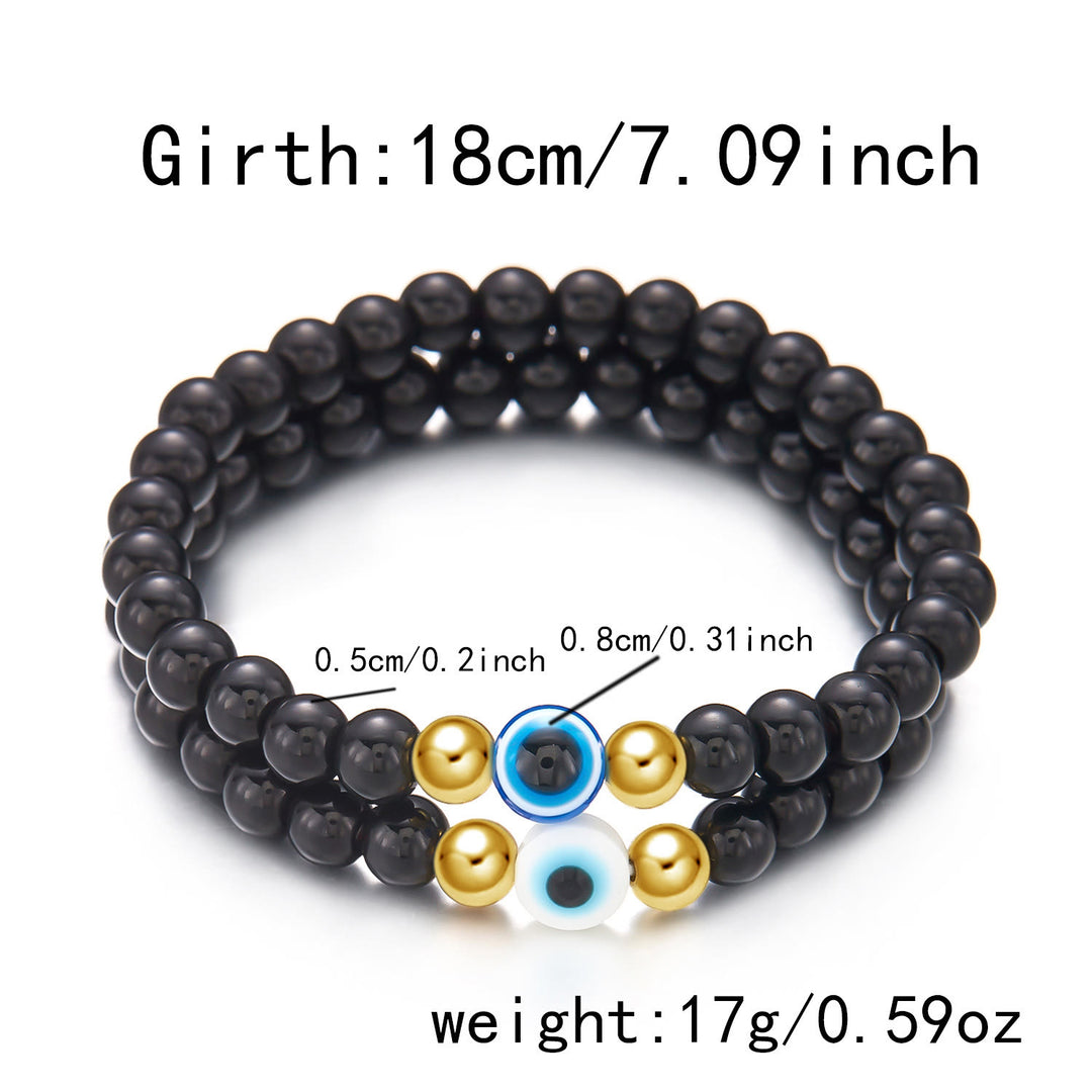 Olivenorma Hematite Obsidian Tiger Eye Evil Eye Beads Bracelet