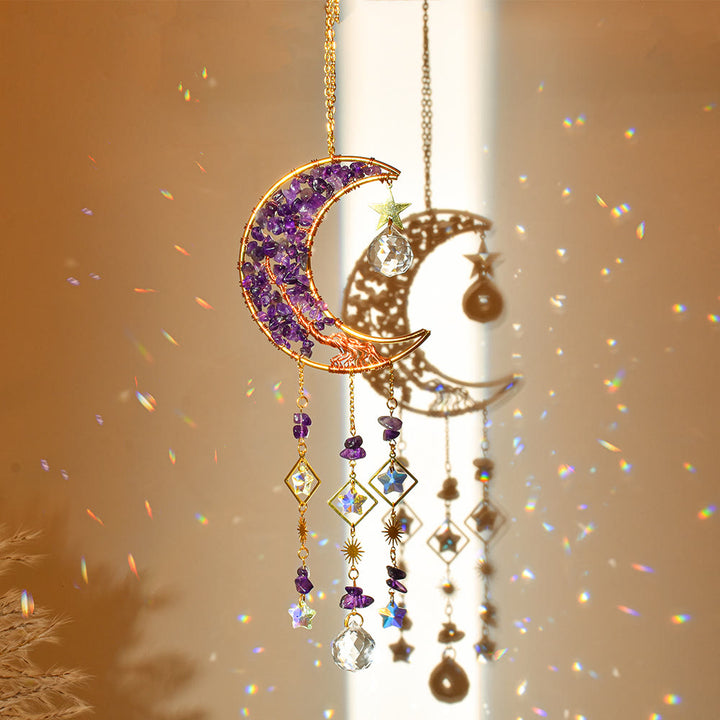 Olivenorma Natural Stone Moon Star Pendant Wind Chime