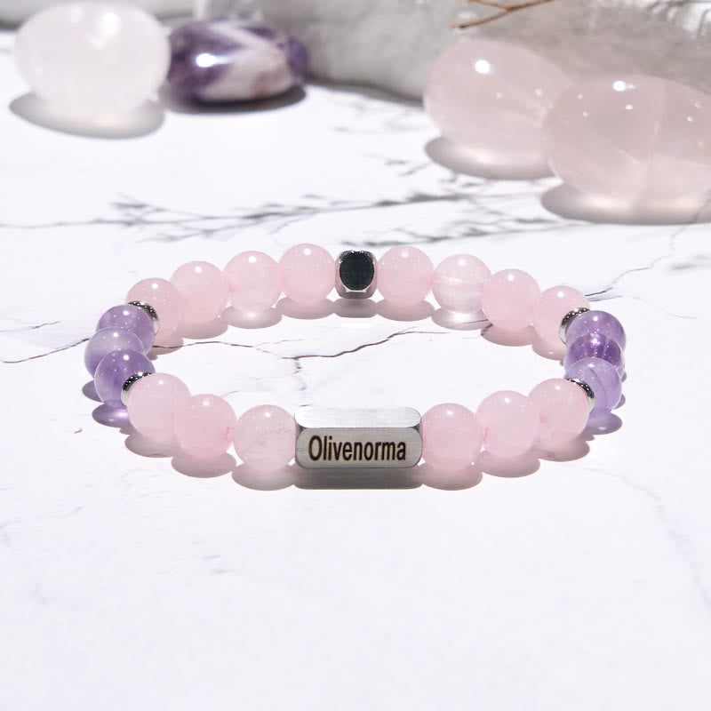 Olivenorma Natural Stone Beaded Engraved Bracelet