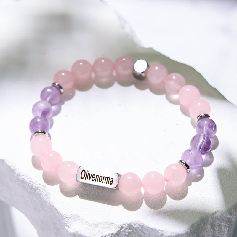 Olivenorma Natural Stone Beaded Engraved Bracelet