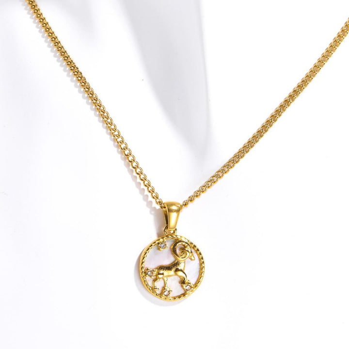 Olivenorma 12 Constellations Titanium Steel Shell Coin Necklace