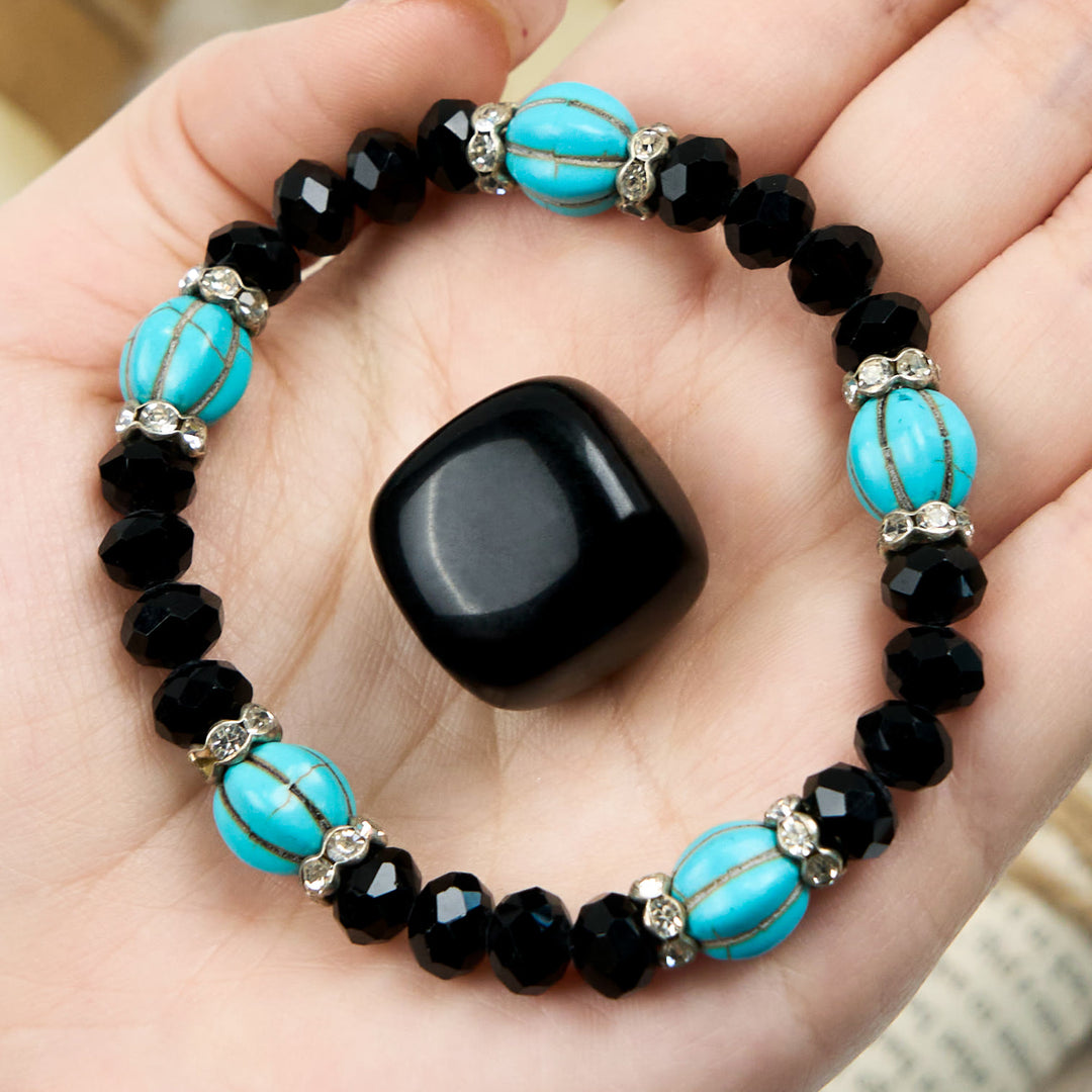 Olivenorma Pumpkin Shape Turquoise Obsidian Beaded Bracelet