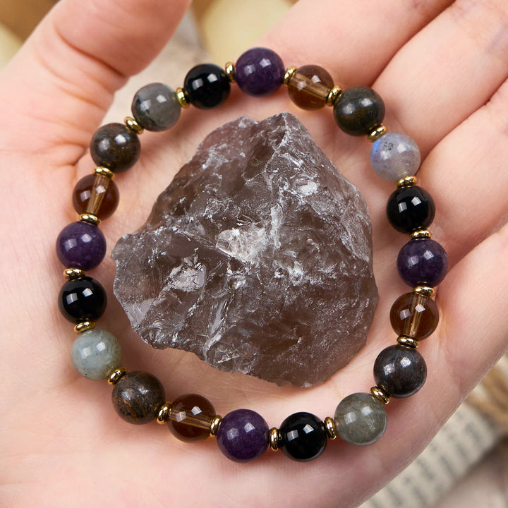 Olivenorma Natural Amethyst Black Onyx Beads Bracelet