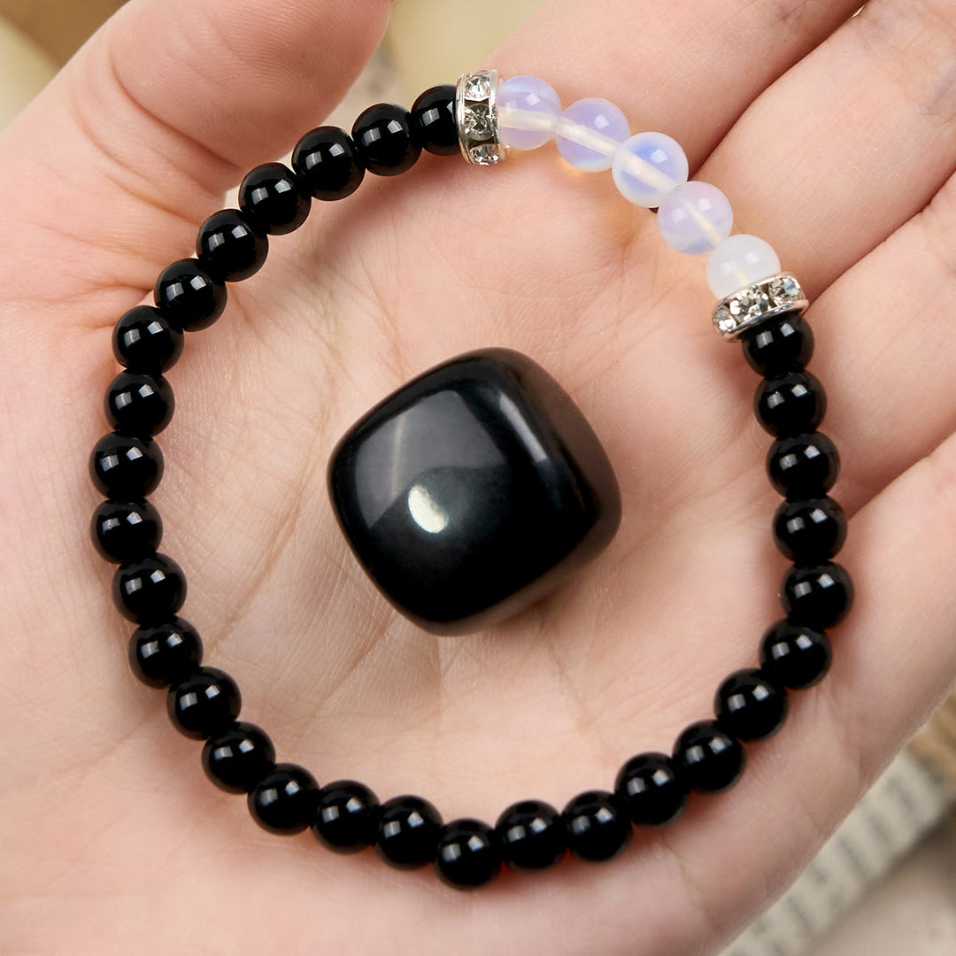 Olivenorma Natural Obsidian Opalite Beaded Bracelet