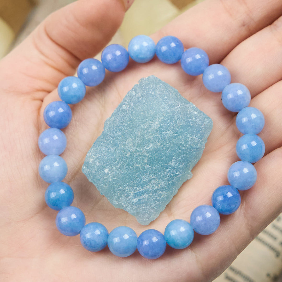 Olivenorma Natural Aquamarine Healing Gemstone Beaded Bracelet