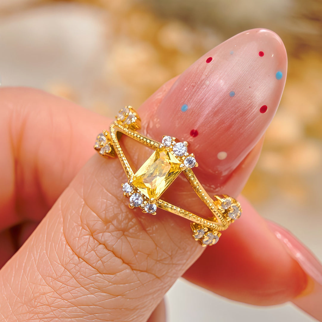 Olivenorma Exquisite Vintage Baguette Cut Citrine Ring