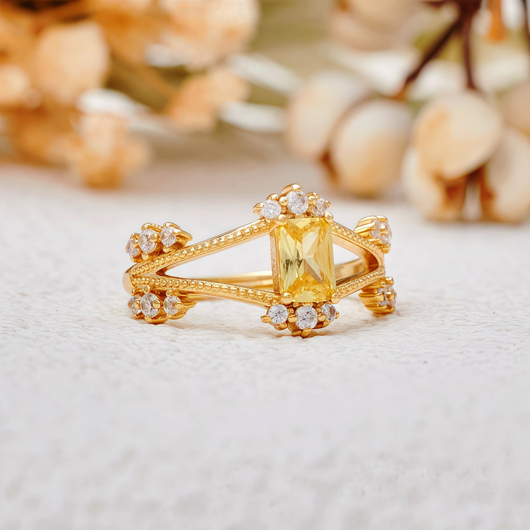 Olivenorma Exquisite Vintage Baguette Cut Citrine Ring