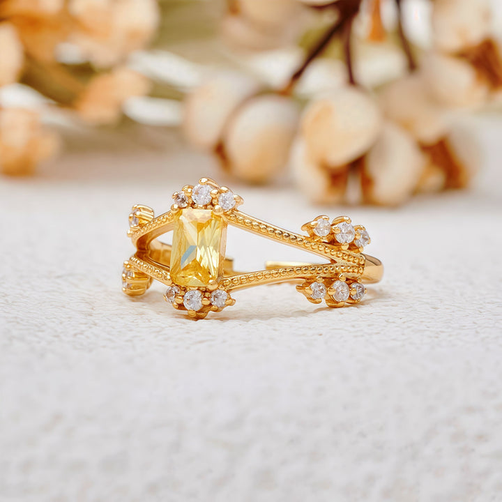 Olivenorma Exquisite Vintage Baguette Cut Citrine Ring