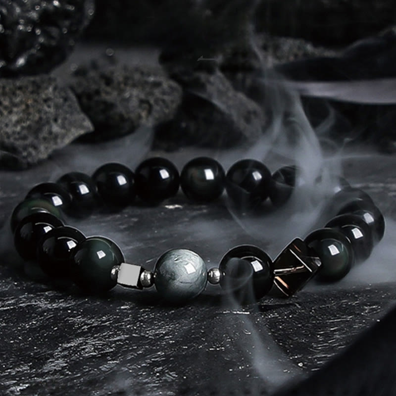 Olivenorma Dark Moon Harsh Sun Obsidian Beaded Bracelet