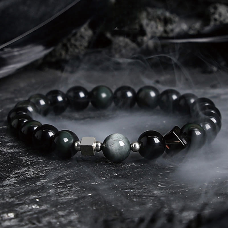 Olivenorma Dark Moon Harsh Sun Obsidian Beaded Bracelet