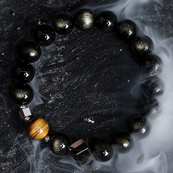 Olivenorma Dark Moon Harsh Sun Obsidian Beaded Bracelet - image 12