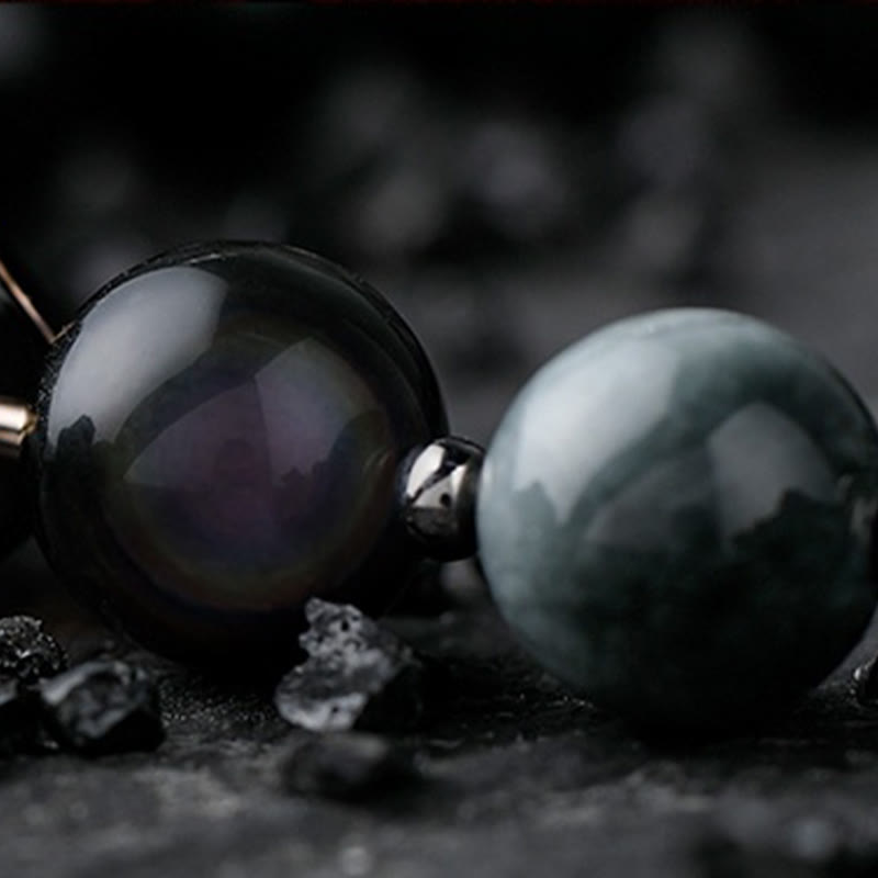 Olivenorma Dark Moon Harsh Sun Obsidian Beaded Bracelet - image 4