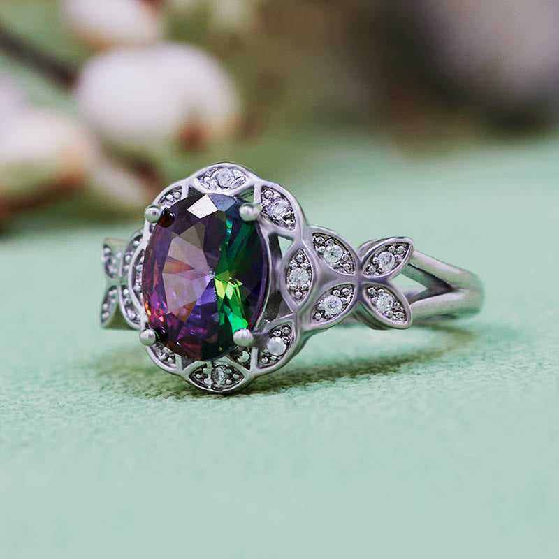 Olivenorma Natural Colorful Alexandrite Butterfly Carved Ring