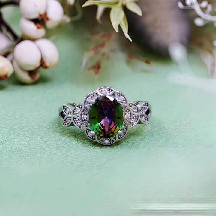 Olivenorma Natural Colorful Alexandrite Butterfly Carved Ring