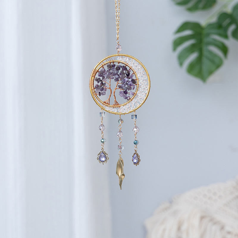 Olivenorma Tree of Life Amethyst Leaf Pendant Wind Chime