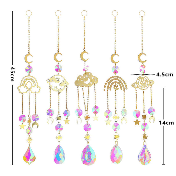 Olivenorma 5Pcs Cloud Rainbow Planet Wind Chime Suncatcher