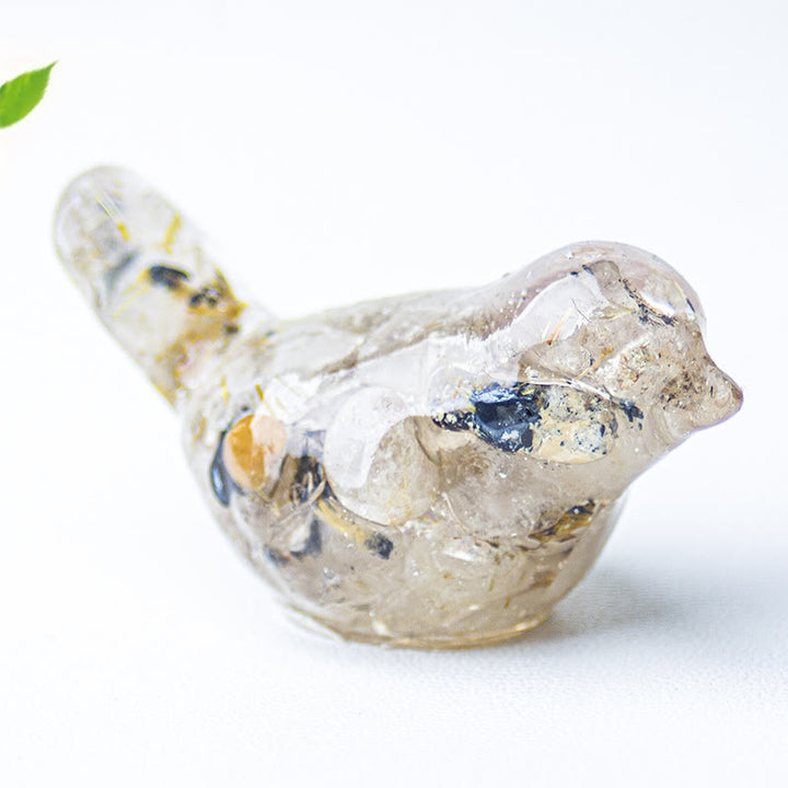 Olivenorma Natural Crystal Bird Sculpture Gemstone Decoration - Gold Rutilated Quartz - Small: 3*2cm - image 45