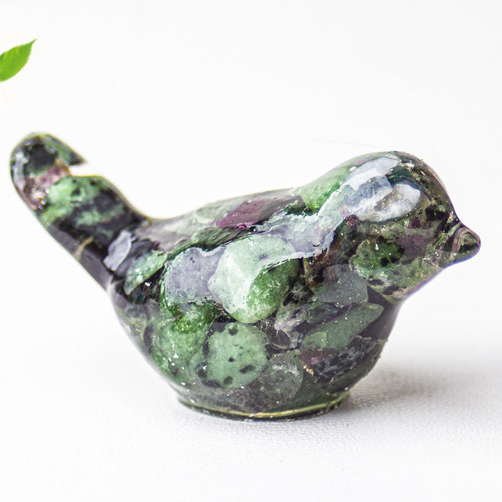 Olivenorma Natural Gemstone Bird Sculpture Decoration - Ruby Zoisite - With Card - image 53