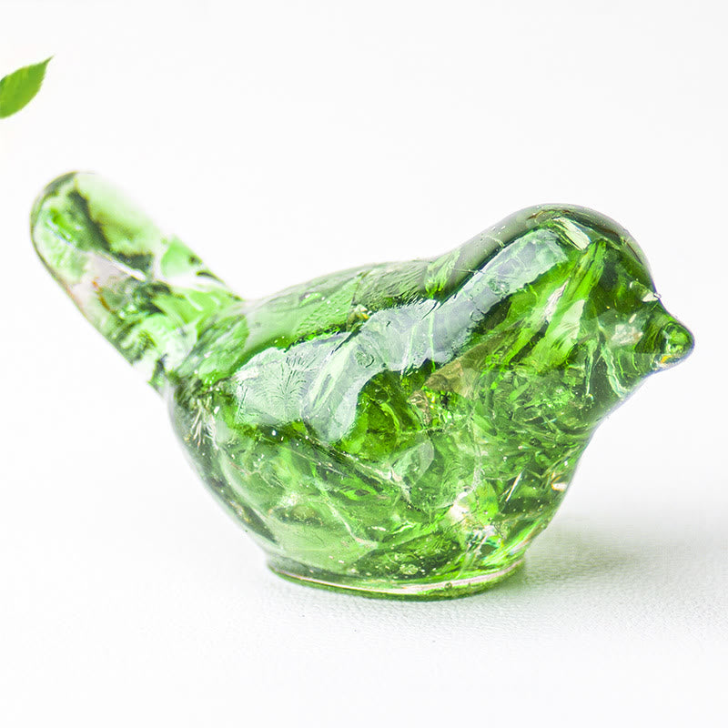 Olivenorma Natural Gemstone Bird Sculpture Decoration - Green Glass - With Card - image 60
