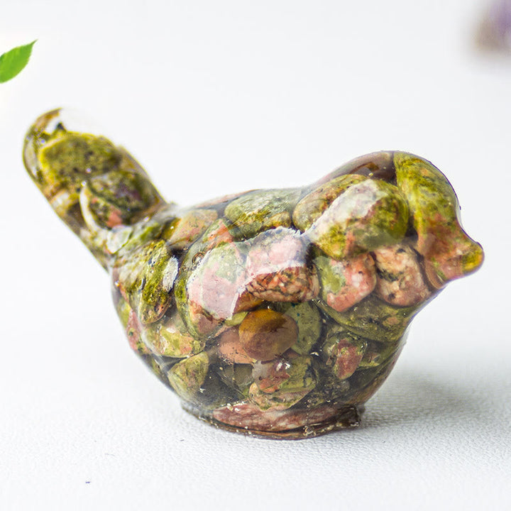 Olivenorma Natural Gemstone Bird Sculpture Decoration - Unakite - With Card - image 57