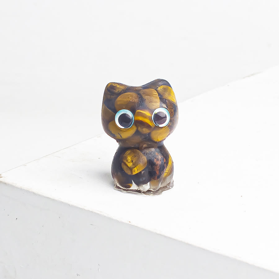 Olivenorma Crystal Epoxy Big Eyed Kitten Gemstone Decoration - Tiger Eye - image 11